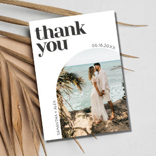Cartão Postal Arco de Foto de Casamento Obrigado Minimalista Mod