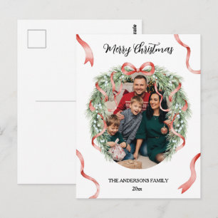 Cartão Postal Arco de Grinalda de Natal Elegante com Foto Person