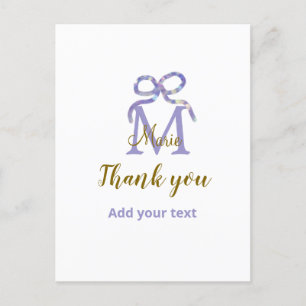 Cartão Postal Arco de purpurina roxa adicionar letra de monogram