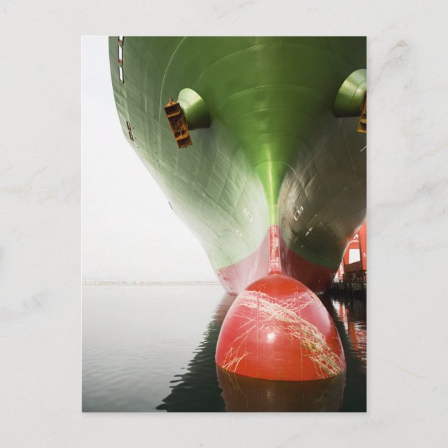 Cartão Postal Arco De Um Navio De Carga Vermelho E Verde |Long B (Frente)