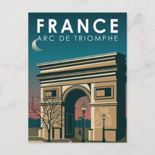 Cartão Postal Arco do Triunfo Arte de Viagem França Retrô Vintag