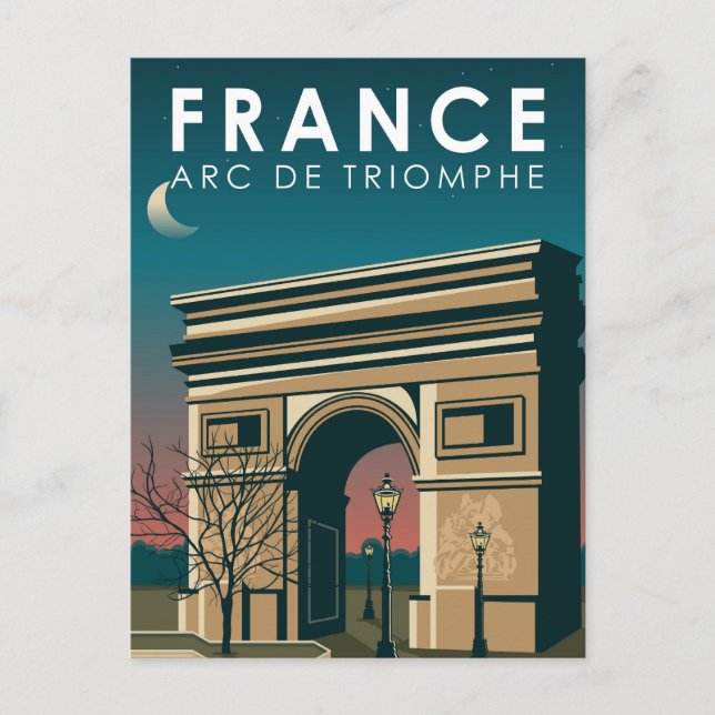 Cartão Postal Arco do Triunfo Arte de Viagem França Retrô Vintag (Frente)