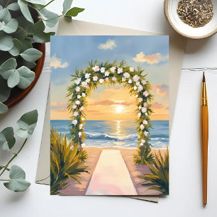 Cartão Postal Arco Floral de Água Colorida para Casamento na Pra