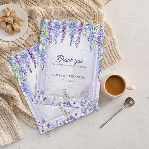 Cartão Postal Arco Floral de Lavanda e Wisteria para Casamento O