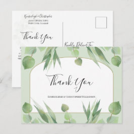 Cartão Postal Arco Geométrico Boho Verde Empoeirado Obrigado Cas