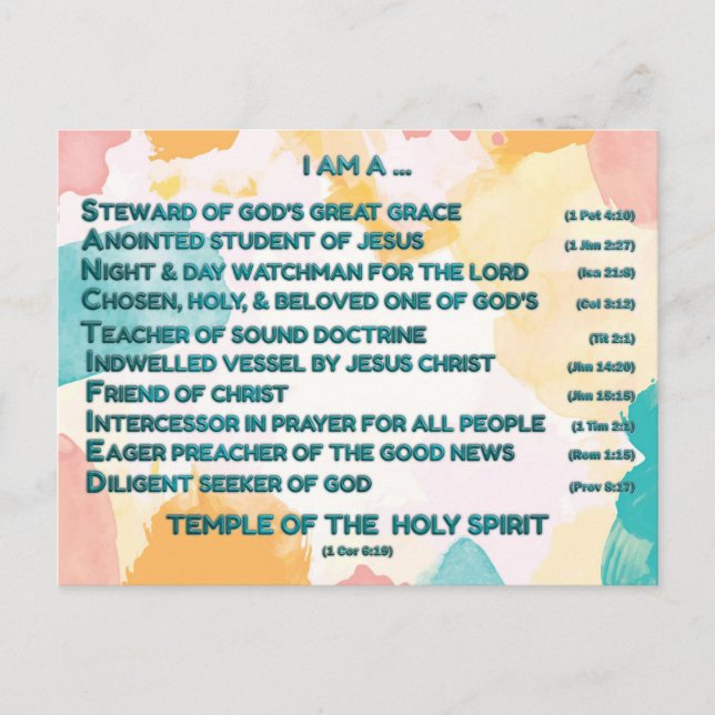 Cartão Postal Arco-Íris Afirmações Bíblicas w_Escritura 4 (Frente)