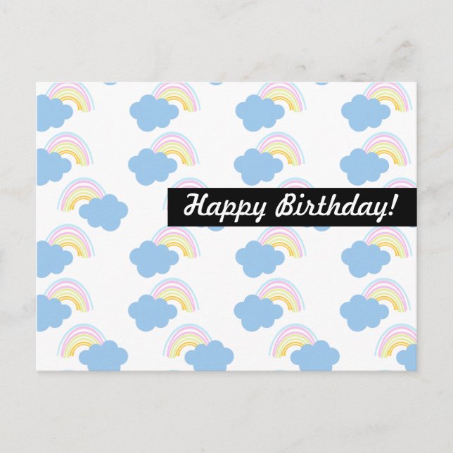 Cartão Postal Arco-íris Aniversário Qualquer Ocasião Personaliza (Frente)
