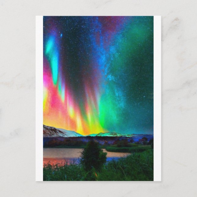 Cartão Postal arco-íris Aurora Borealis art2 (Frente)