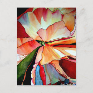 Cartão Postal Arco-Íris Begonia flor aquarela arte original