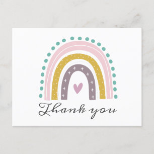 Cartão Postal Arco-íris, Boho, Rosa, Turquesa, Corações, Ouro Ro