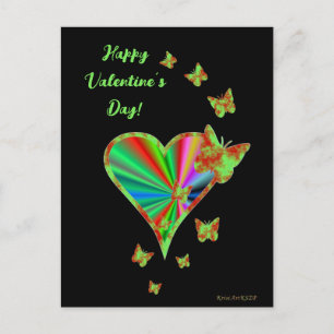 Cartão Postal Arco-Íris Coração e Borboleta