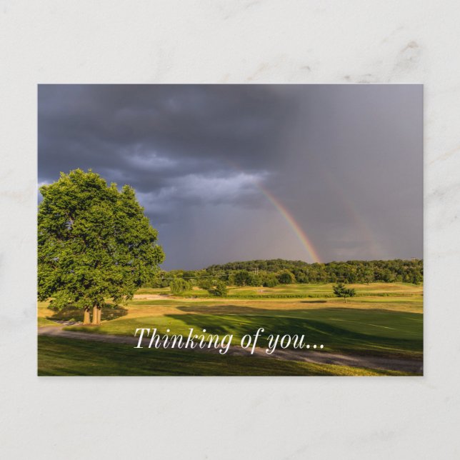 Cartão Postal Arco-Íris Duplo Através Da Chuva (Frente)