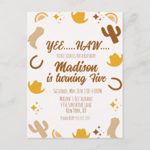 Cartão Postal Arco-íris e Rodeios Aniversário Groovy  