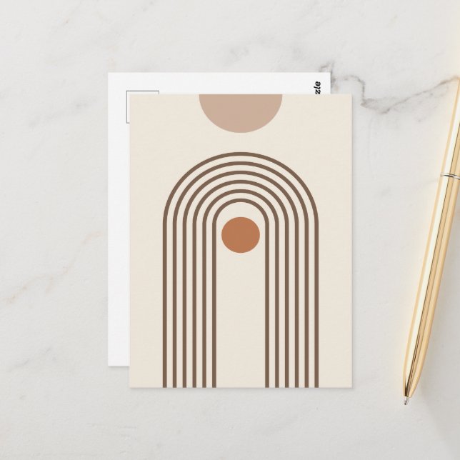 Cartão Postal Arco-íris e Sol, Arte Geométrica Abstrata Boho (Frente/Verso In Situ)
