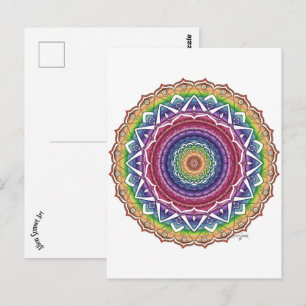 Cartão Postal Arco-Íris Espiral e Flor Geométrico Mandala