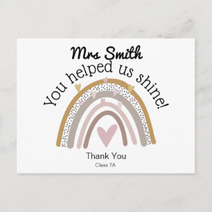 Cartão Postal Arco-íris para presente de agradecimento ao profes
