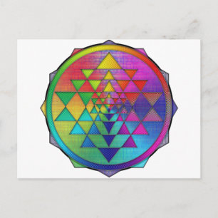 Cartão Postal Arco-Íris Psicodélico Sri yantra por Prosperidad
