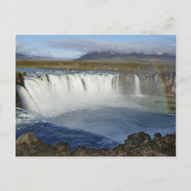 Cartão Postal Arco-íris sobre a Cachoeira Godafoss, Islândia (Frente)