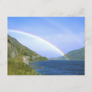 Cartão Postal Arco-íris sobre o lago Hawea, Ilha do Sul, Nova