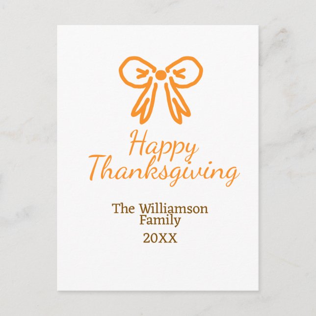 Cartão Postal Arco laranja retrô feliz Ação de Graças adiciona f (Frente)