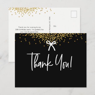 Cartão Postal Arco Preto Dourado Confetes 30º Aniversário Agrade