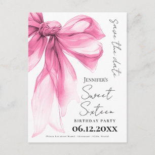 Cartão Postal Arco Rosa Rubor Coquette Sweet 16 Salve a Data 