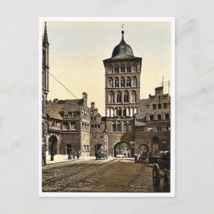 Cartão Postal Arco torre, Lubeck, Alemanha raro Fotochrom