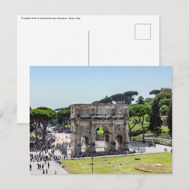 Cartão Postal Arco Triunfal de Constantina - Roma, Itália (Frente/Verso)