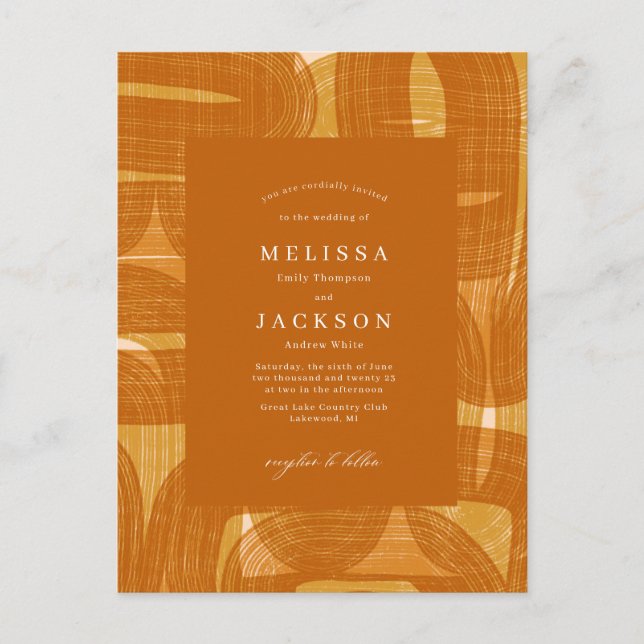 Cartão Postal Arcos e Dobradiças Retro e Linhas Casamento Amarel (Frente)