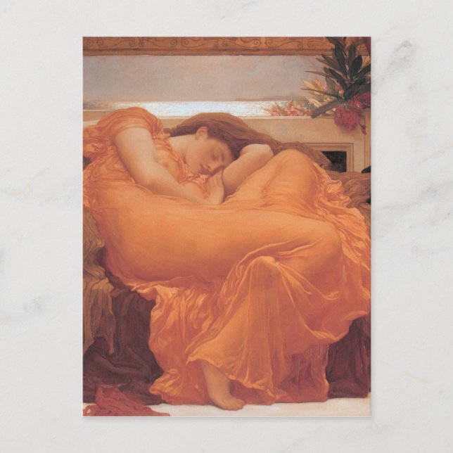 Cartão Postal Ardendo junho por Frederick Leighton (Frente)
