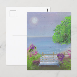 Cartão Postal Área de estar floral bonita à beira-mar