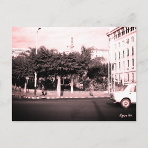 Cartão Postal Argélia antiga edifício carros Argel