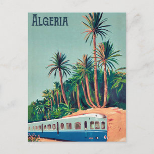 Cartão Postal Argélia, Trem Passando pelas Palmeiras