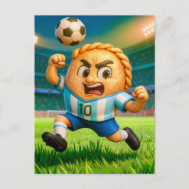 Cartão Postal Argentinian empanada soccer player jumping for hea
