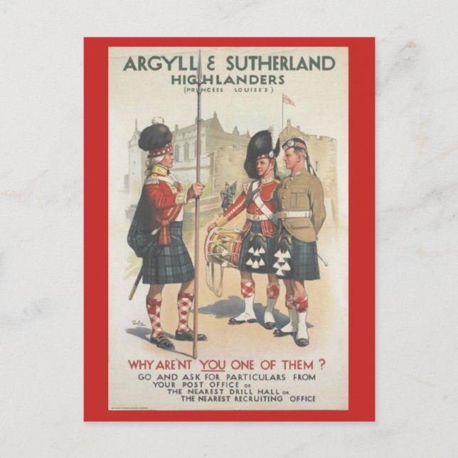 Cartão Postal Argyll e Terland Highlanders (Frente)