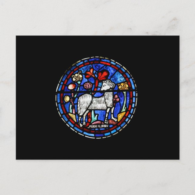 Cartão Postal Aries Astrology Gothic StainGlass Windows PostC (Frente)