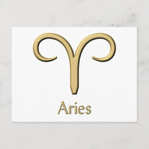 Cartão Postal Aries Dourado Símbolo postais