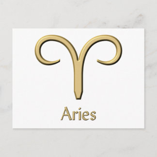 Cartão Postal Aries Dourado Símbolo postais