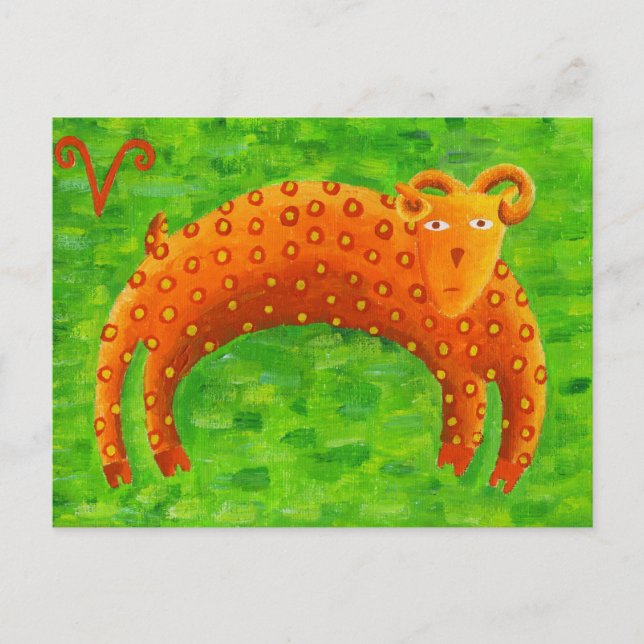 Cartão Postal Aries Horoscope Sinal de Estrela Zodiosa (Frente)