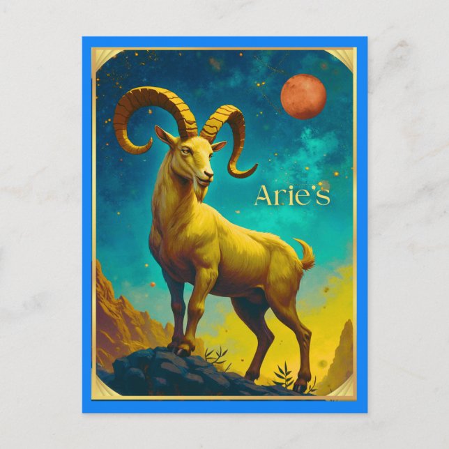 Cartão Postal Aries the Ram Zodiac Sign (Frente)