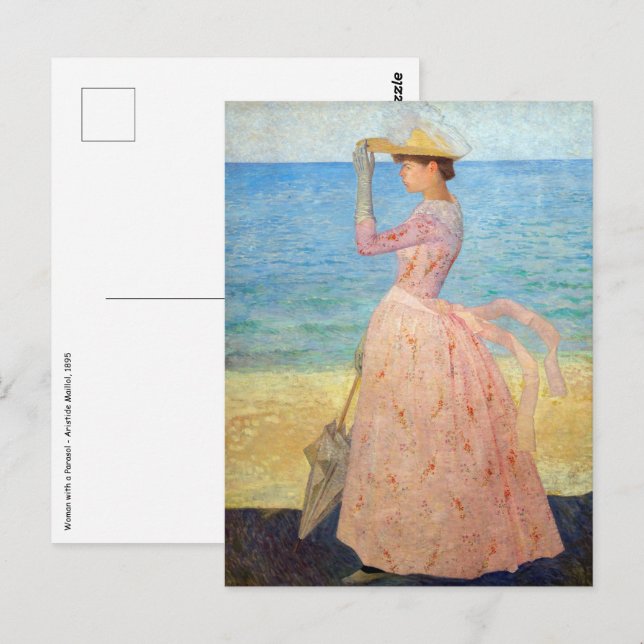 Cartão Postal Aristide Maillol - Mulher com Guarda-Sol (Frente/Verso)