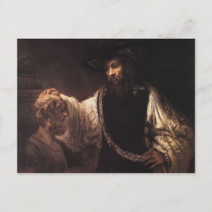 Cartão Postal Aristóteles com um busto de Homer