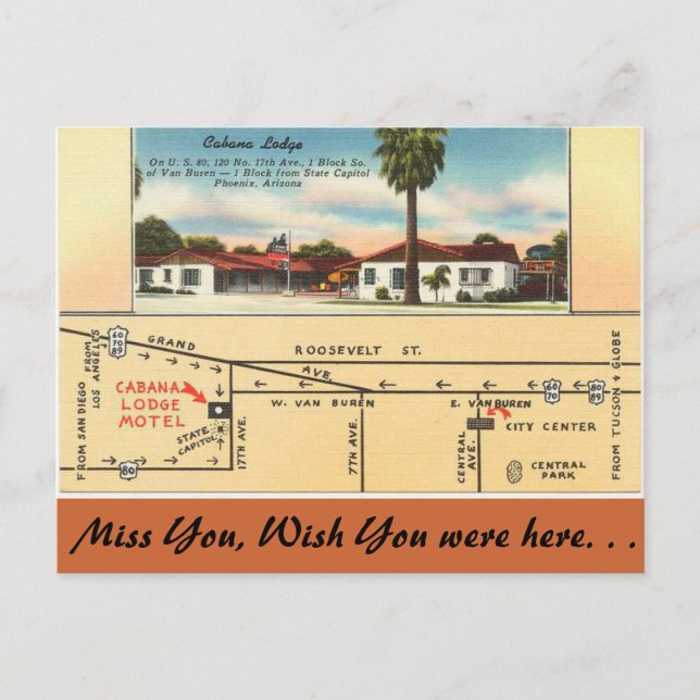 Cartão Postal Arizona, Cabana Lodge (Frente)