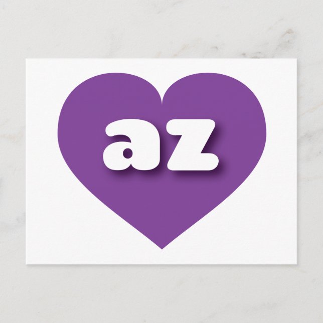 Cartão Postal Arizona, coração roxo - Eu amo az (Frente)