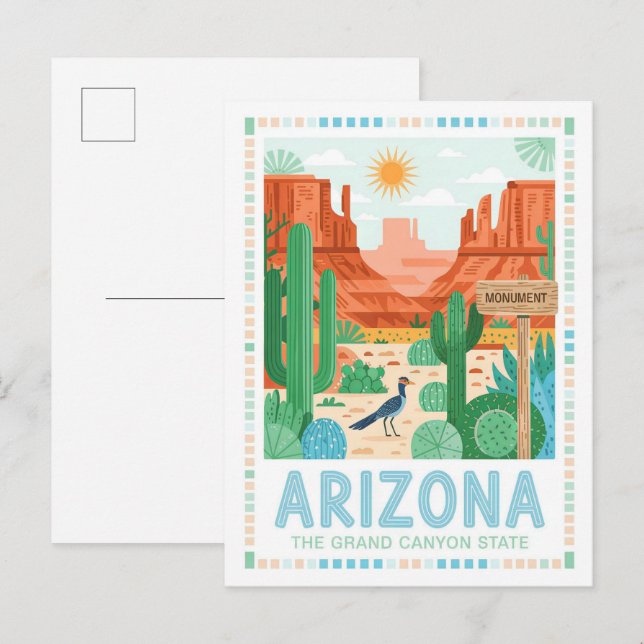 Cartão Postal Arizona da Viagem de Verão do Estado do Grand Cany (Frente/Verso)