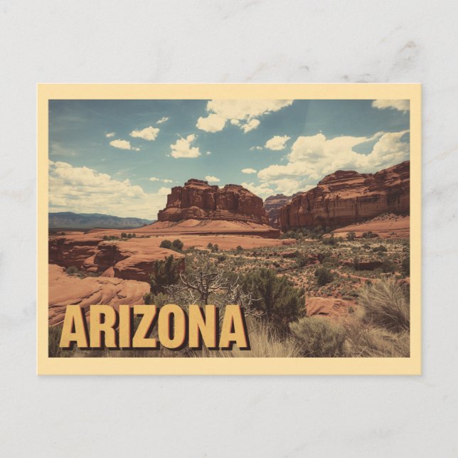 Cartão Postal Arizona de Viagem de Vintage (Frente)