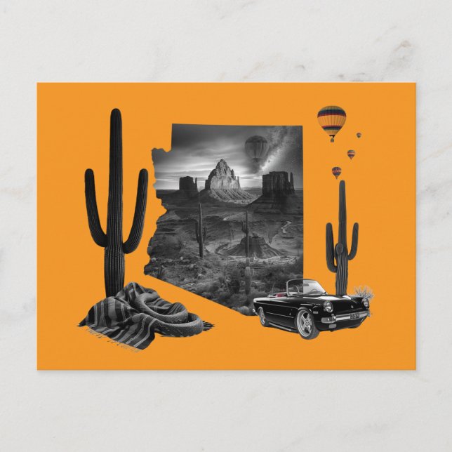 Cartão Postal Arizona Desert Dream in Black and White (Frente)
