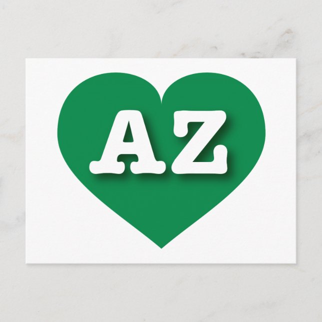 Cartão Postal Arizona Green Heart - Eu amo AZ (Frente)
