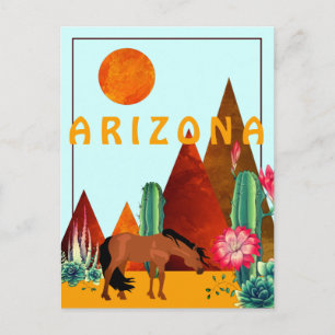 Cartão Postal Arizona ~ Montanhas, Cactos e Deserto de Cavalo
