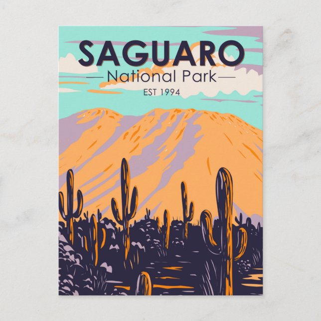 Cartão Postal Arizona Nacional do Parque Saguaro Wasson Peak Vin (Frente)